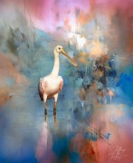 Graphic Colored Roseatte Spoonbill