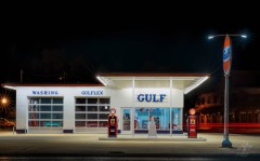 Gulf Gas Station at Night